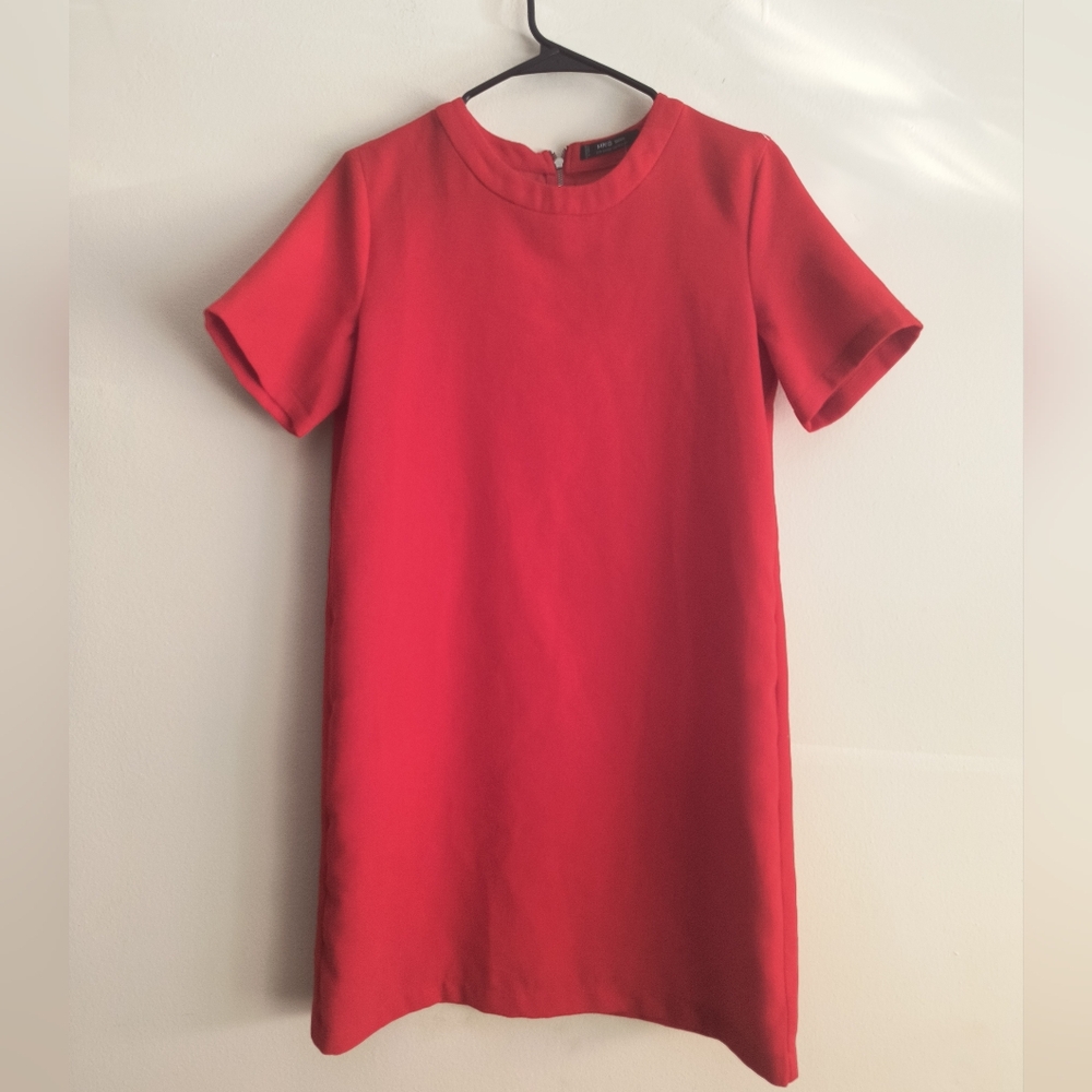 Mng Cherry Red Basic Pullover Box Mini Dress Size… - image 1